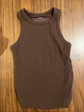Klassy Network Brown Ribbed Tank Top